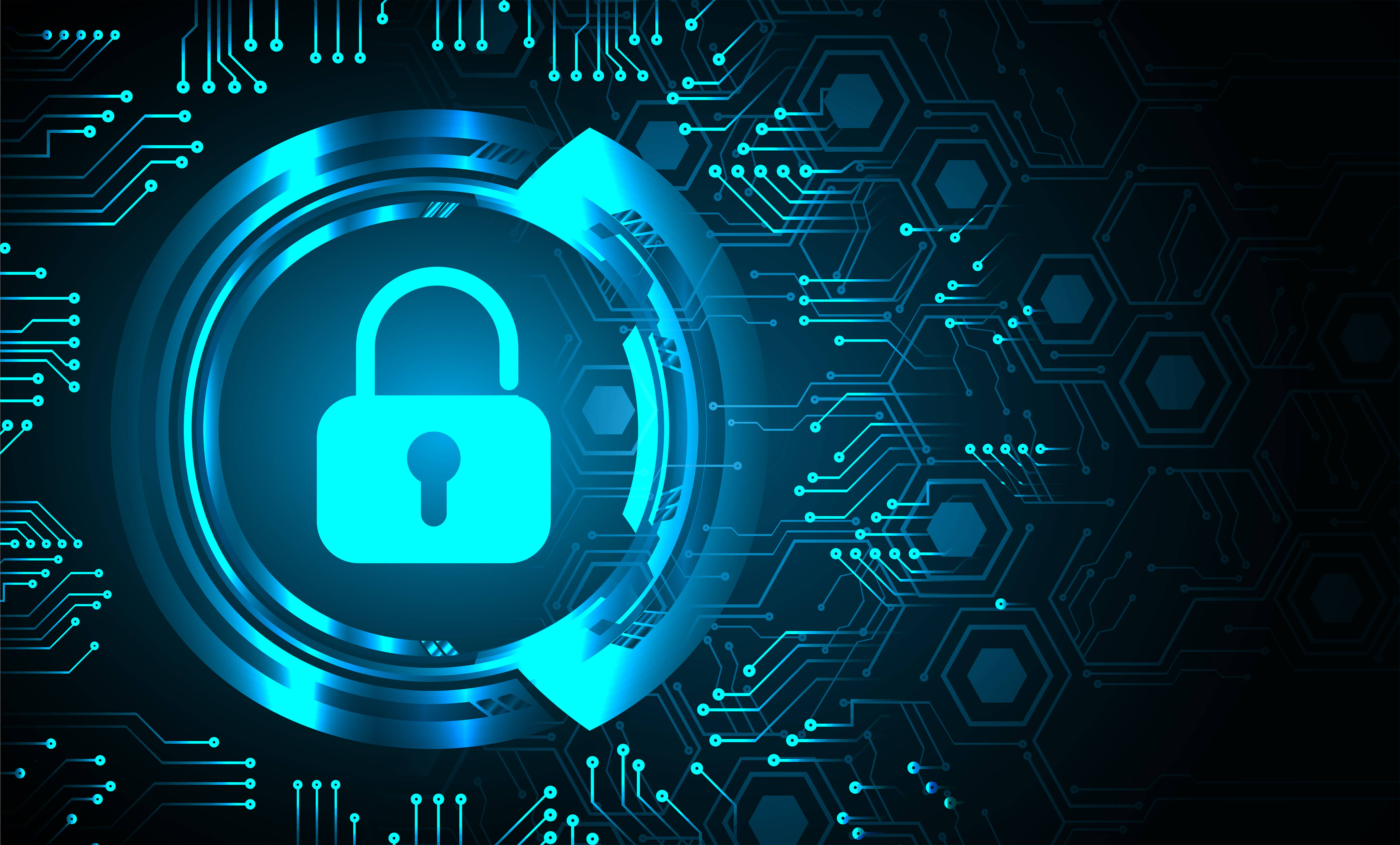 Blue security padlock