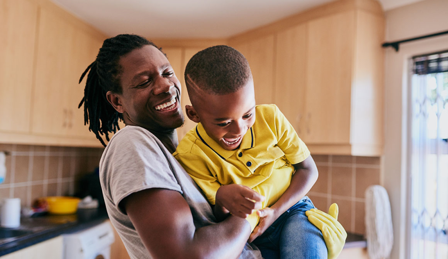 Father laughing with his son