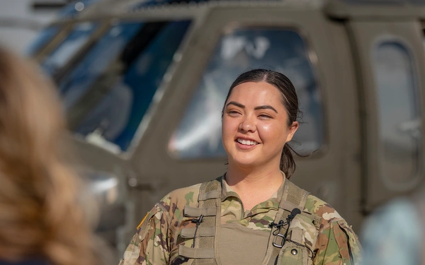 Military woman smiling